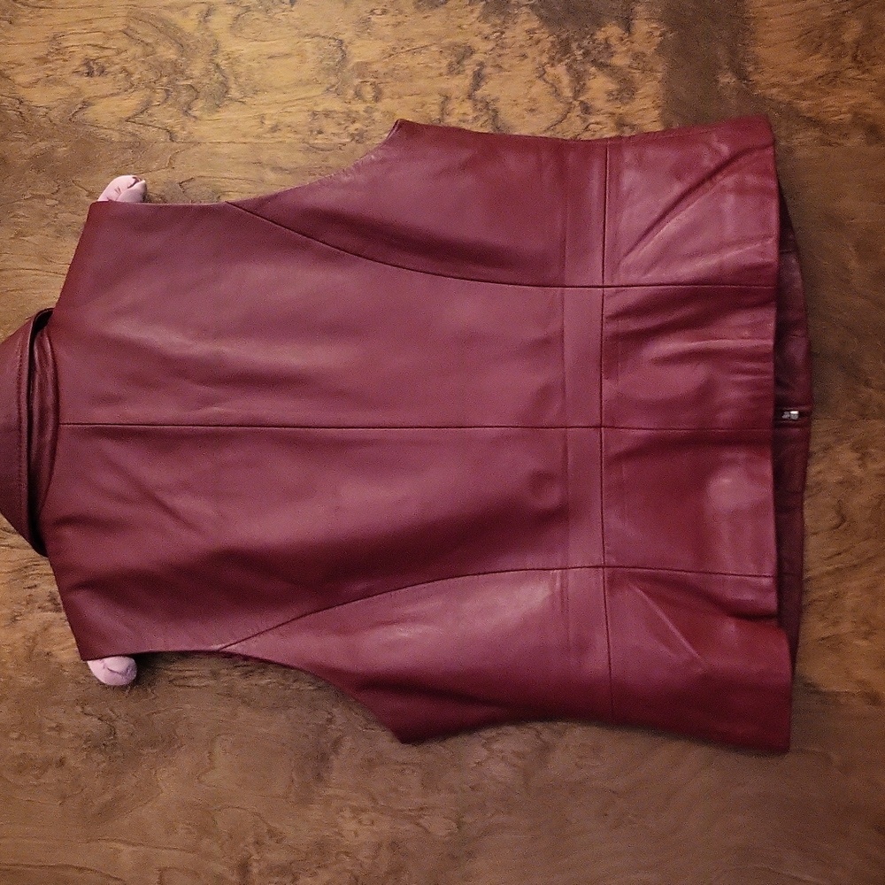 Burgundy Brick Lambskin Leather Vest L - Picture 2 of 6
